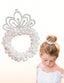 3D FLOWER DETAILED WEDDING COMMUNION SPECIAL OCCASION DRESS WITH MINI TIARA PEARL HAIR CLIP ACCESSORY SET