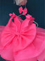 CRYSTAL EMBELLISHED BOW NEON PINK SPECIAL OCCASION DRESS