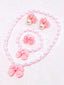 CUTE PINK BOW EARRINGS RINGS BEADED NECKLACE BRACELET JEWELRY 5 PIECE SET SUITABLE FOR PARTIES BIRTHDAY DAILY WEAR