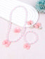 CUTE PINK BOW EARRINGS RINGS BEADED NECKLACE BRACELET JEWELRY 5 PIECE SET SUITABLE FOR PARTIES BIRTHDAY DAILY WEAR