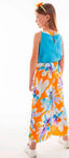 FEATHERED BOW HEADBAND PAIRED BLUE BLOUSE FLORAL PRINT PANTS 3 PIECE SET