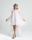 PINK FLORAL CROWN ACCESSORY COMBINATION LONG TAILED DRESS WITH FLORAL EMBROIDERY BIRTHDAY SPECIAL OCCASION DRESS