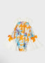 FLORAL PATTERNED BOW HEADBAND BLUE ORANGE DRESS