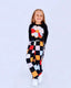 FLORAL PLAID TRACKSUIT SET WITH COLORFUL FLOWER ACCESSORIES BLACK FANNY PACK COMBINATION