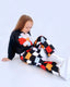 FLORAL PLAID TRACKSUIT SET WITH COLORFUL FLOWER ACCESSORIES BLACK FANNY PACK COMBINATION