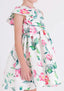 FLORAL RUFFLED DRESS WITH MATCHING BOW HEADBAND