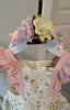 FRILLED DAISY PATTERNED DRESS WITH FLORAL CROWN COMBINATION