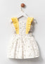 FRILLY DRESS WITH DAISY PATTERNED FLORAL HEADBAND ACCESSORY SET