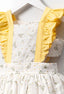 FRILLY DRESS WITH DAISY PATTERNED FLORAL HEADBAND ACCESSORY SET