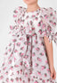 GIRLS PUFF SLEEVE FLORAL-PRINT DRESS