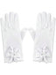 GIRLS WHITE SATIN BOW GLOVES FOR WEDDING BIRTHDAY PHOTOGRAPHY FIRST COMMUNION PRINCESS ELEGANT PARTY