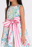 GRILS DAISY BLOSSOM BOW DRESS WITH STRIPED BOW HEADBAND