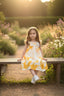 YELLOW DRESS WITH FLOWER EMBROIDERED BOW DETAIL ON THE COLLAR