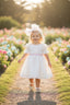 SPECIAL OCCASION BROCADE DRESS WITH ORGANZA TULLE HAIR ACCESSORY