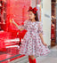 GIRLS PUFF SLEEVE FLORAL-PRINT DRESS