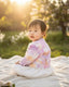 TIE DYE DENIM JACKET AND CREAM DRESS SET 9-24M