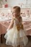 LAYERED TULLE SPECIAL OCCASION DRESS WITH SEQUIN BOW