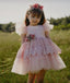 EMBROIDERED FABRIC DETAILED 3D FLORAL DESIGN GROWN WITH MATCHING HEADBAND VOLUMINOUS TULLE BIRTHDAY SPESIAL OCCASION DRESS
