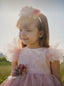 EMBROIDERED FABRIC DETAILED 3D FLORAL DESIGN GROWN WITH MATCHING HEADBAND VOLUMINOUS TULLE BIRTHDAY SPESIAL OCCASION DRESS