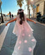 PINK FLORAL CROWN ACCESSORY COMBINATION LONG TAILED DRESS WITH FLORAL EMBROIDERY BIRTHDAY SPECIAL OCCASION DRESS
