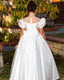 SATIN WHITE DRESS WITH PEARL DETAILS PERFECT FOR WEDDINGS COMMUNION AND SPECIAL OCCASIONS