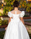 SATIN WHITE DRESS WITH PEARL DETAILS PERFECT FOR WEDDINGS COMMUNION AND SPECIAL OCCASIONS