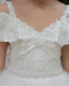 WHITE LACE TULLE DRESS WITH PEARL EMBELLISHMENTS FOR WEDDINGS COMMUNION AND SPECIAL OCCASIONS