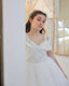 WHITE LACE TULLE DRESS WITH PEARL EMBELLISHMENTS FOR WEDDINGS COMMUNION AND SPECIAL OCCASIONS