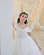 WHITE LACE TULLE DRESS WITH PEARL EMBELLISHMENTS FOR WEDDINGS COMMUNION AND SPECIAL OCCASIONS
