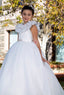WHITE RUFFLED DRESS WITH STONE DETAILS FOR WEDDINGS COMMUNION AND SPECIAL OCCASIONS