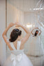 LACE DETAILED TULLE DRESS WITH BOW ACCESSORY AT THE WAIST FOR WEDDINGS COMMUNION AND SPECIAL OCCASIONS