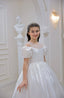 FAIRYTALE SPARKLING PRINCESS COMMUNION DRESS WITH SHOULDER DETAILS APPLIQUÉS AND BEADED EMBROIDERY FOR WEDDINGS RELIGIOUS CEREMONIES AND BIRTHDAYS