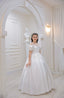 FAIRYTALE SPARKLING PRINCESS COMMUNION DRESS WITH SHOULDER DETAILS APPLIQUÉS AND BEADED EMBROIDERY FOR WEDDINGS RELIGIOUS CEREMONIES AND BIRTHDAYS