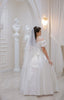 FAIRYTALE SPARKLING PRINCESS COMMUNION DRESS WITH SHOULDER DETAILS APPLIQUÉS AND BEADED EMBROIDERY FOR WEDDINGS RELIGIOUS CEREMONIES AND BIRTHDAYS