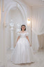 FAIRYTALE SPARKLING PRINCESS COMMUNION DRESS WITH SHOULDER DETAILS APPLIQUÉS AND BEADED EMBROIDERY FOR WEDDINGS RELIGIOUS CEREMONIES AND BIRTHDAYS