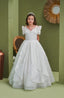 FLOWERED PEARL APPLIQUÉ DETAILED ROYAL COMMUNION BIRTHDAY WEDDING DRESS 7-11 YEARS