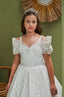 FLOWERED PEARL APPLIQUÉ DETAILED OFF WHITE ROYAL COMMUNION BIRTHDAY WEDDING DRESS 2-6 YEARS