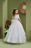 FLOWERED PEARL APPLIQUÉ DETAILED ROYAL COMMUNION BIRTHDAY WEDDING DRESS 7-11 YEARS