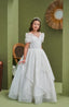 FLOWERED PEARL APPLIQUÉ DETAILED OFF WHITE ROYAL COMMUNION BIRTHDAY WEDDING DRESS 2-6 YEARS