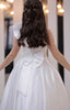 PEARL EMBROIDERED 3D FLOWER DETAILED SATIN WEDDING SPECIAL OCCASION COMMUNION DRESS 7-11 YEARS