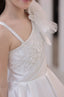 PEARL EMBROIDERED 3D FLOWER DETAILED SATIN WEDDING SPECIAL OCCASION COMMUNION DRESS 7-11 YEARS