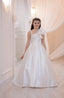 PEARL EMBROIDERED 3D FLOWER DETAILED SATIN WEDDING SPECIAL OCCASION COMMUNION DRESS 7-11 YEARS