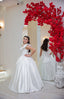 SHINY SATIN PEARL EMBROIDERED RUFFLE FLOWER DETAILED WEDDING RELIGIOUS CEREMONY SPECIAL OCCASION COMMUNION DRESS 2-6 YEARS