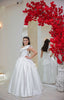 SHINY SATIN PEARL EMBROIDERED RUFFLE FLOWER DETAILED WEDDING RELIGIOUS CEREMONY SPECIAL OCCASION COMMUNION DRESS 2-6 YEARS