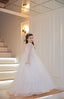 CAPE TULLE SLEEVE PEARL LACE EMBROIDERED SEQUIN TULLE FABRIC WEDDING RELIGIOUS CEREMONY COMMUNION DRESS 7-11YEARS