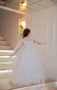 CAPE TULLE SLEEVE PEARL LACE EMBROIDERED SEQUIN TULLE FABRIC WEDDING RELIGIOUS CEREMONY COMMUNION DRESS 7-11YEARS