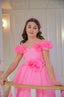 3D FLOWER DETAILED PUFFY ORGANZA TULLE BIRTHDAY WEDDING SPECIAL OCCASION DRESS 7-11 YEARS