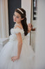 3D FLOWER DETAILED PUFFY ORGANZA TULLE BIRTHDAY WEDDING SPECIAL OCCASION DRESS 7-11 YEARS