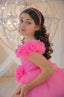 3D FLOWER DETAILED PUFFY ORGANZA TULLE BIRTHDAY WEDDING SPECIAL OCCASION DRESS 7-11 YEARS