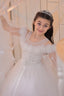 MADONNA COLLAR DETAIL 3D FLORAL DETAIL RELIGIOUS CEREMONY SPECIAL OCCASION DRESS